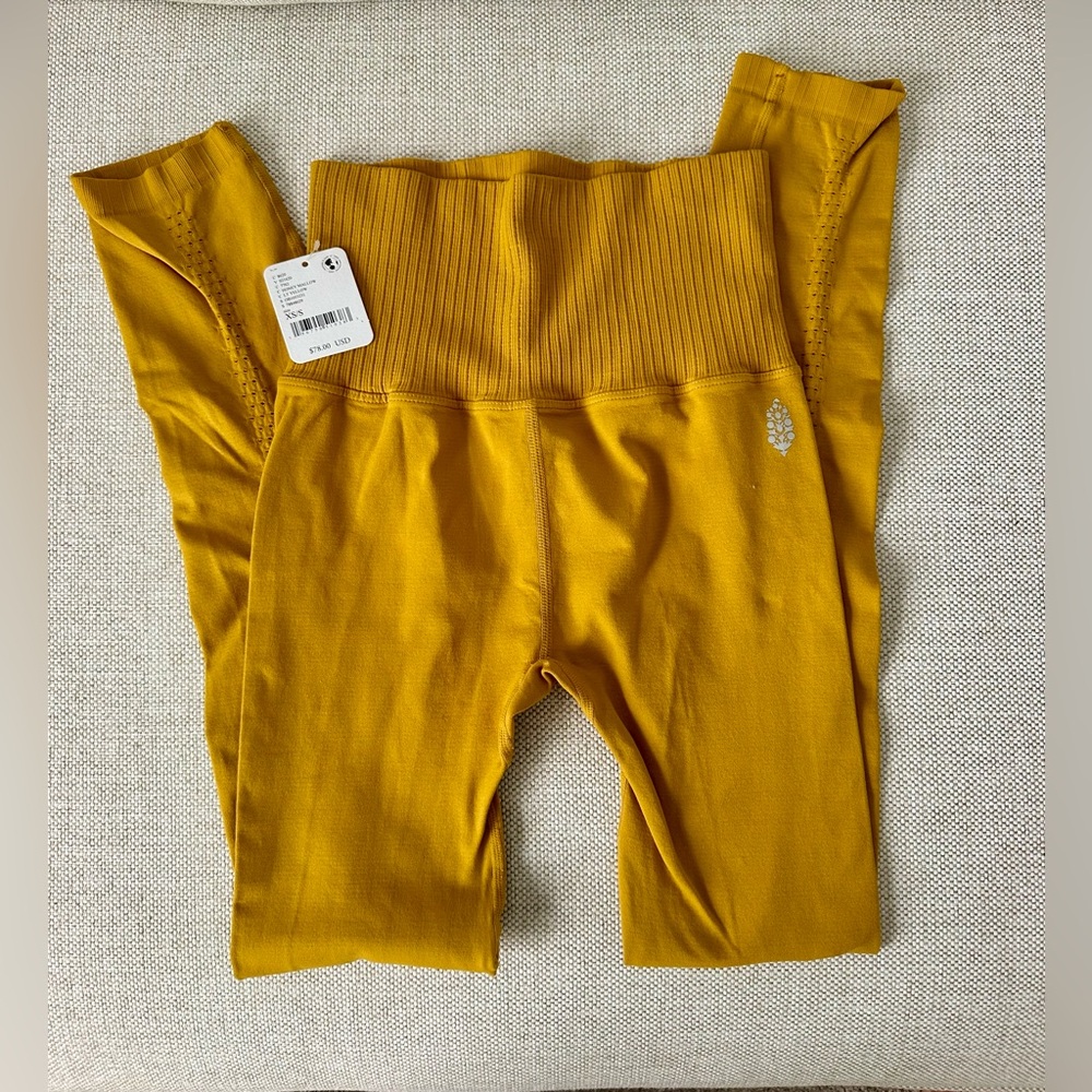 NWT-FP Movement/Free People-Good Karma Leggings-Color is Honey Mallow-Size XS/S
